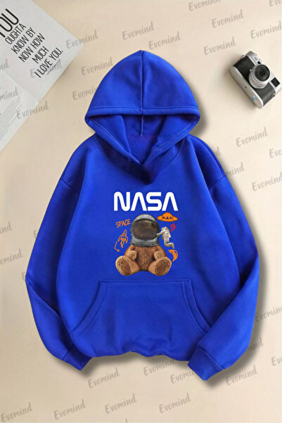 TARCENMODA سويت شيرت بغطاء للرأس مطبوع ناسا للجنسين