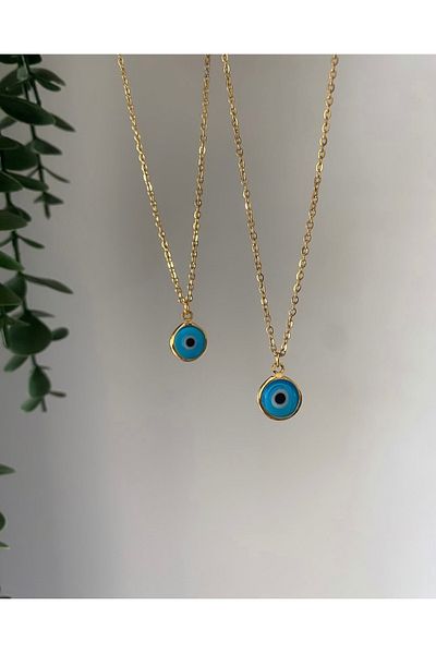 Claritas Takı Steel Chain Blue Stone Eye Necklace