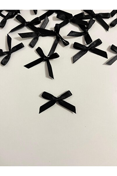 GİM Design Saten Siyah 6mm Küçük Fiyonk 50 Adet