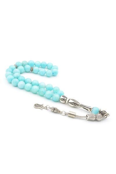 Murty99 Pietre prețioase Amazonit albastru natural autentic Tasbih 8 mm