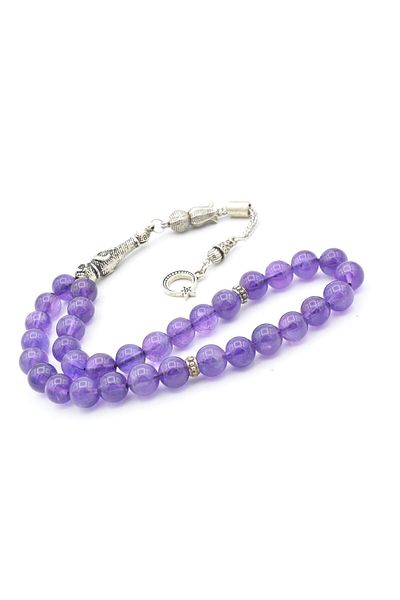 Murty99 Pietre prețioase de ametist natural autentic Tasbih 8 mm