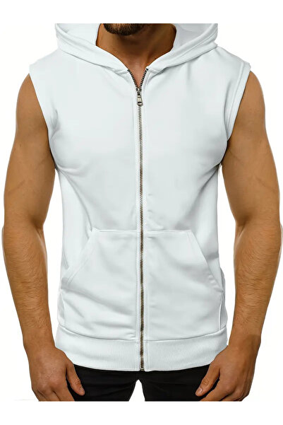 bellanova Erkek Dar Kesim Kısa Kollu Kanguru Cepli Hafif Fermuarlı Kapüşonlu Üst