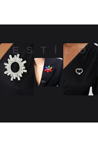 Estilo Lingerie 3Lü kombin Broş Set Güneş Broş Çiçek Broş Kalp Broş Ceket Broş Yaka Broş