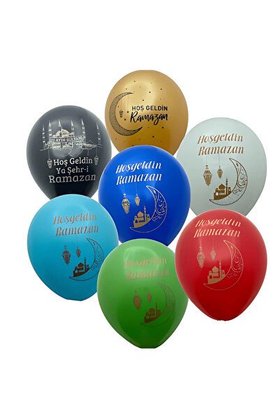 DeBu Tasarım 10 Adet Hoş Geldin Ramazan Yazılı Kaliteli 30 cm Helyum Uyumlu B...