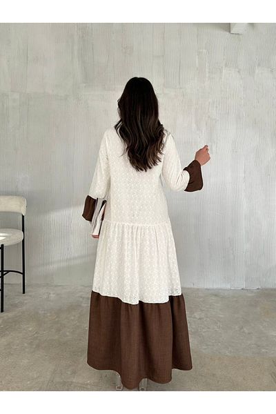 buqre's moda Γυναικεία Trend Brode Δαντέλα Χτένισμα Κορδέλα Λεπτομέρεια 140 cm Φόρεμα