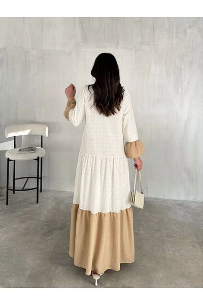 buqre's moda Γυναικεία Trend Brode Δαντέλα Χτένισμα Κορδέλα Λεπτομέρεια 140 cm Φόρεμα