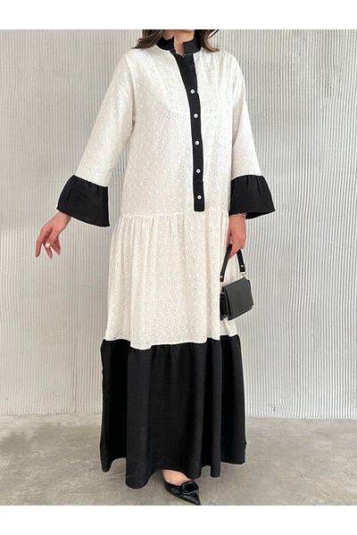 buqre's moda Γυναικεία Trend Brode Δαντέλα Χτένισμα Κορδέλα Λεπτομέρεια 140 cm Φόρεμα