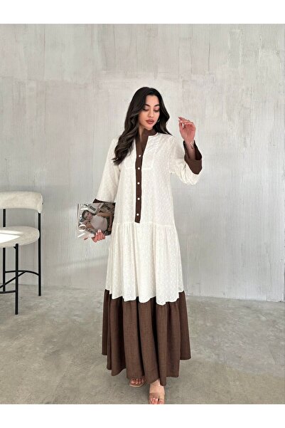 buqre's moda Γυναικεία Trend Brode Δαντέλα Χτένισμα Κορδέλα Λεπτομέρεια 140 cm Φόρεμα