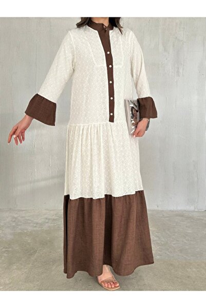 buqre's moda Γυναικεία Trend Brode Δαντέλα Χτένισμα Κορδέλα Λεπτομέρεια 140 cm Φόρεμα