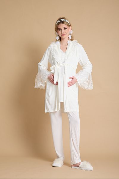 Effortt Venera Maternity Pregnant 3-Piece Lace Detailed Elegant Maternity Set