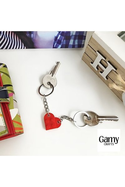 Gamy Crafts Kalp Anahtarlık 2'li Çift Anahtarlığı Arkadaş Anahtarlığı Sevgililer Günü Hediyesi