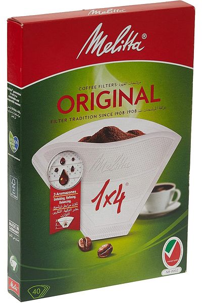 melitta Original 1 x 4 Coffee Filters - Pack of 40 Filters, White