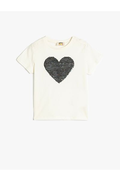 Koton Beige Sequined T-Shirt