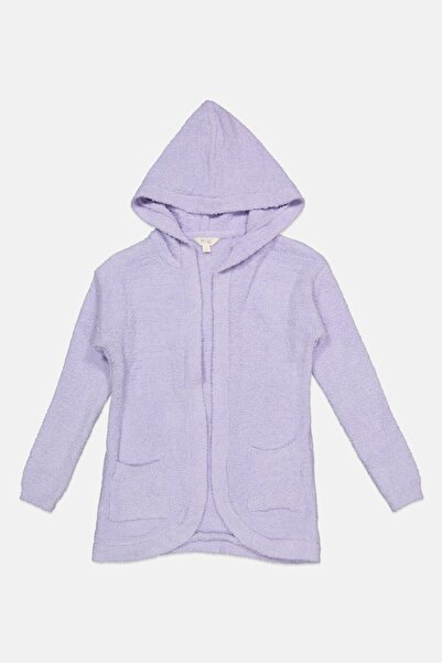 Rumi + Ryder Kids Girl Hooded Long Sleeve Textured Robe, Lilac