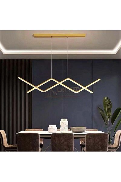 Btm Modern Rectangle Golden Slanted LED Chandelier