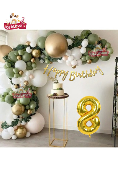 Bkmc 8 років Happy Каліграфія Написаний Пліснявий зелений Золотий Білий Набір...