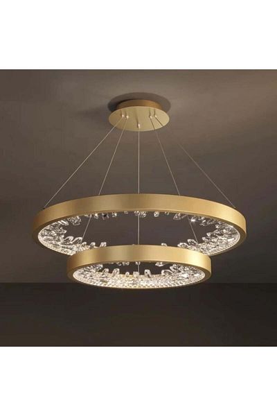 Btm Modern LED Chandelier Gold with Crystal 40+60cm