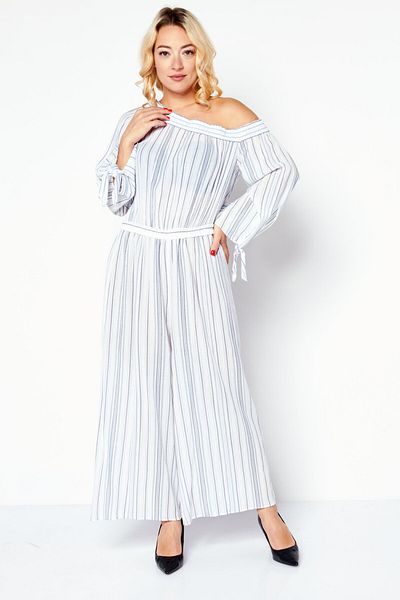 Michael Kors Women Asymmetrical Neckline Elbow Sleeve Jumpsuit, White