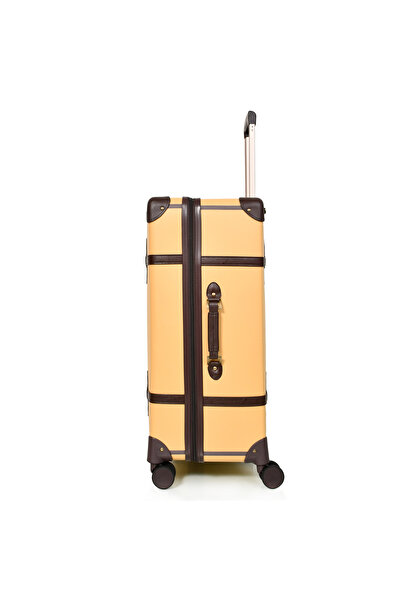 MORANO Morano Classic Leather 4 Piece Luggage Set Beige 28''24''20''14'' Inch