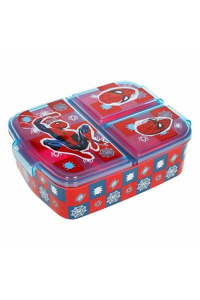 Micostore Plastic Casserole, compartmented, children, spiderman, blue and red, boys, 790 ml, 18 x 13.5 x 5.5 cm
