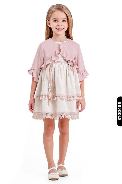 XO Kids Rochie pentru fetiță, 2 piese, cu bolero, cu mâneci largi și centură, 4-8 ani 9202