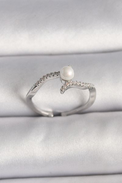 NEZADE STORE Brass Silver Color Zircon Stone Adjustable Ring - Lisinya