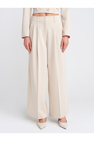 Dilvin 71606 Ekstra Geniş Paça Ayarlanabilir Pantolon-Taş