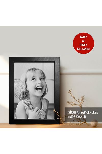 HOMEPACK Ramă foto din lemn negru, cadru de birou, picioare MDF, dreptunghi