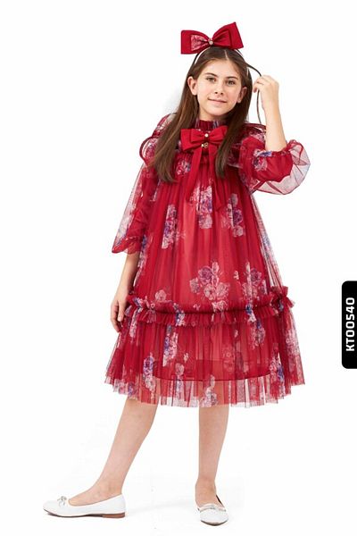Belladonna Floral Handkerchief Sleeves Bundled Ruffled 2-Piece Girl's Dress 4-12 Years 6604