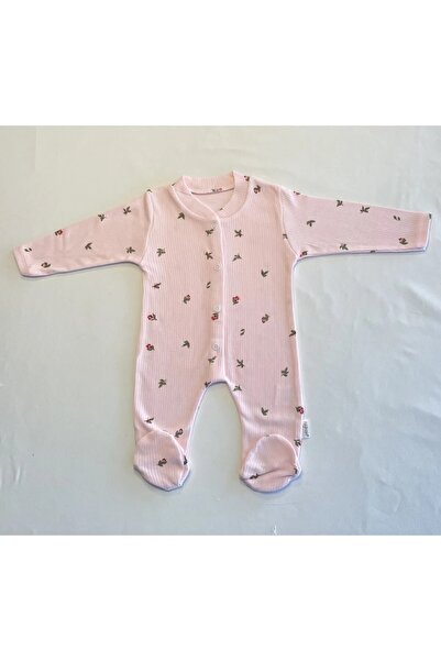 ENİA BABY Enia Baby Baby Girl Crispy Flower Themed Jumpsuit with Snap Fastener Booties Newborn Baby Outfit 0-3-6 Months