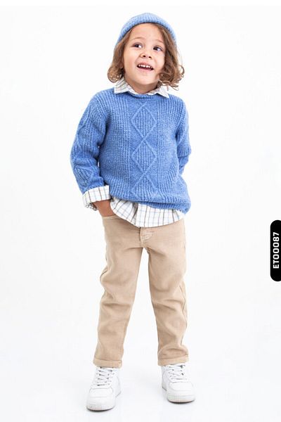 XO Kids Boy's Hat, Woolen Sweater, Plain Shirt, Bottom Top Suit 3-7 Years 455
