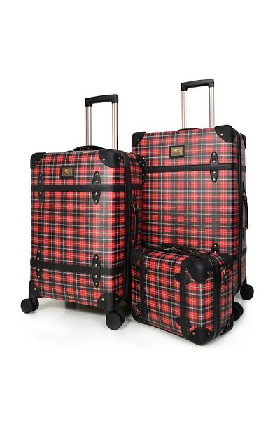 MORANO Morano Classic Leather 4 Piece Luggage Set Red 28''24''20''14'' Inch