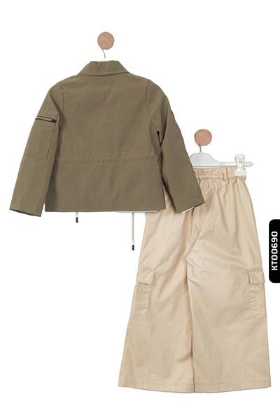 Belladonna Pointed Collar Fleto Pocket Girls' Wide Leg Bottom Top Suit 6-14 Years Old 3828
