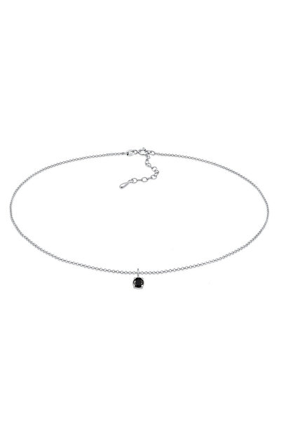 ELLI Colier Choker Solitaire Pandantiv Basic cu Zirconiu din Argint Sterling 925