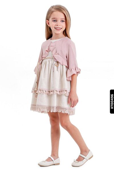 XO Kids Rochie pentru fetiță, 2 piese, cu bolero, cu mâneci largi și centură, 4-8 ani 9202