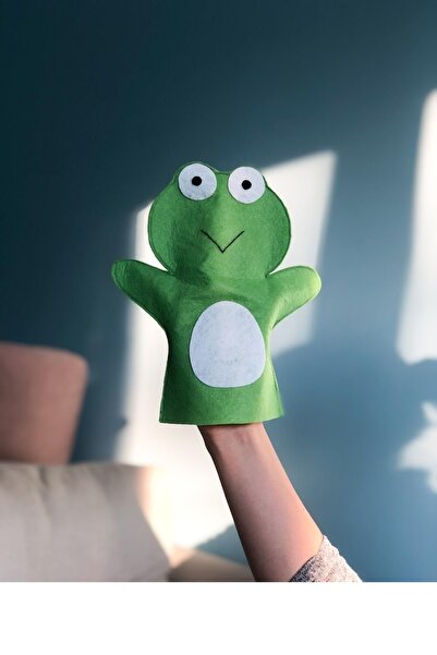 B&M Kurbağa Figürlü Yeşil El Kuklası - Keçe Eğitici Hayvan Kukla - Özel Tasar...