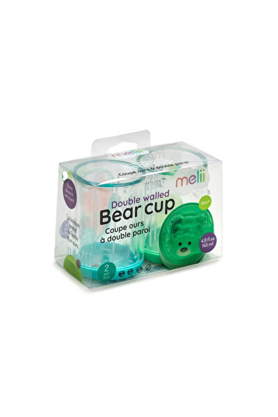 Melii Double Walled Bear Cup - 2 pc - Blue & Mint