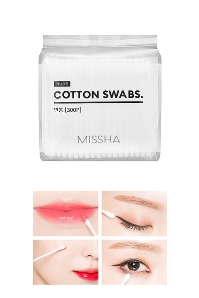 Missha مسحات قطنية مزدوجة الجوانب مصنوعة من القطن الخالص بنسبة 100% (300 قطعة)