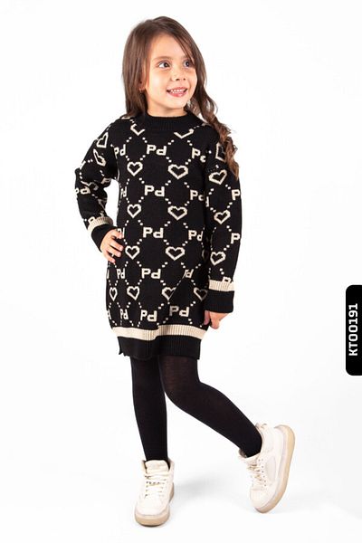 XO Kids Rochie pentru fetiță cu model turnat cu gât rotund + 2 bucăți cadou 3-7 ani 2233