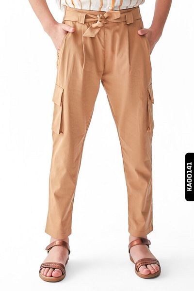nk kids Elastic Belted Waisted Cargo Pocket Wide Leg Girl's Trousers 8-14 Years 56329