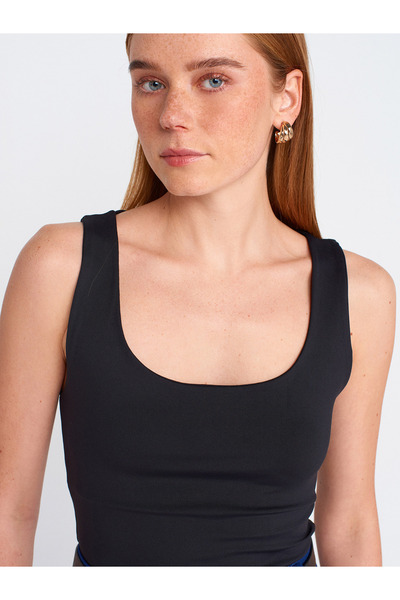 Dilvin 20977 Kalın Askılı Poliamid Atlet-Siyah