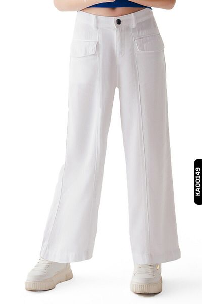 nk kids 8-14 Years Old Girl's Trousers - Elastic Waist, Belt and Flannel Pocket, Wide Leg 56710