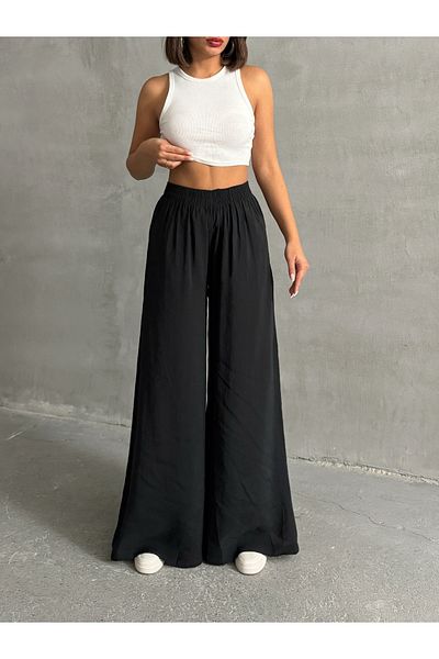 BEJNA Schwarze, locker drapierte Modalhose für Damen