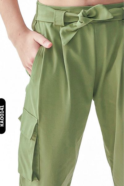 nk kids Elastic Belted Waisted Cargo Pocket Wide Leg Girl's Trousers 8-14 Years 56329