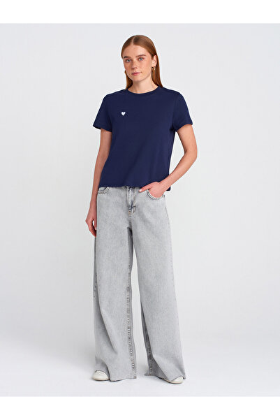 Dilvin 30584 DİL Tricou din bumbac cu guler rotund