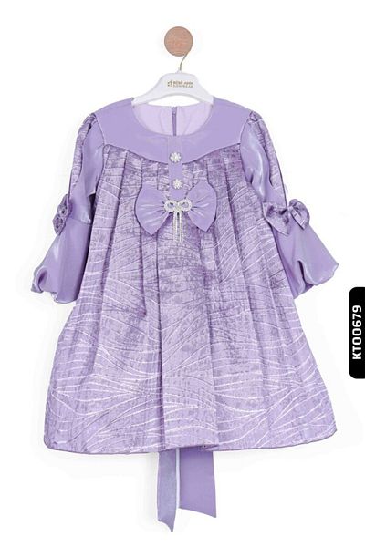 XO Kids Rochie pliată pentru fete cu decolteu O și mâneci cu șnur 3-10 ani - 923