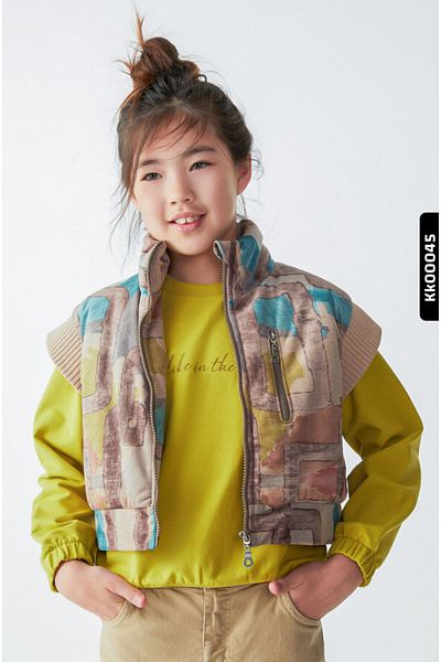 nk kids Vega Embroidered Girl's Vest - Half Turtleneck, Zippered, 8-14 Years 35317