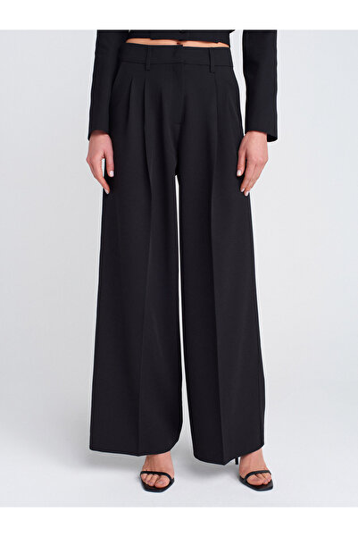 Dilvin 71606 Ekstra Geniş Paça Ayarlanabilir Pantolon-Siyah
