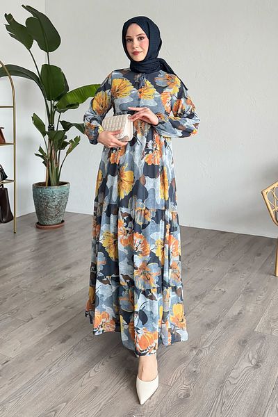 InStyle Φόρεμα από σιφόν ανθρακί με πατιόν