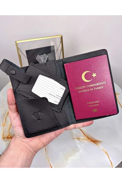 Fil Deri 2038 Model Genuine Leather Passport and Luggage Tag